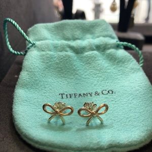 Sterling silver Tiffany&Co Bow stud earrings